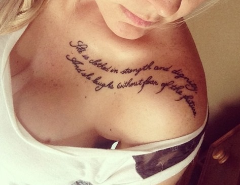 Script Collar Bone Tattoo