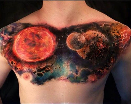 Bryst Galaxy tatovering