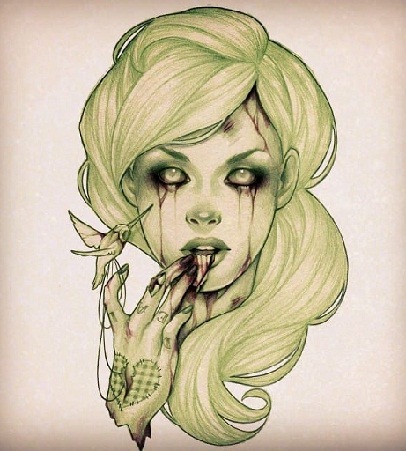 Smukt zombie tatoveringsdesign