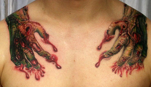 Fantasztikus zombi kézi tetoválás tervezés