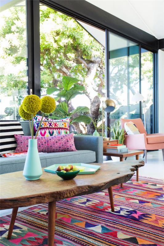 Nykyiset väripaletit olohuoneessa 2020 värikäs kuvioitu mattopöytä, paljon vihreää