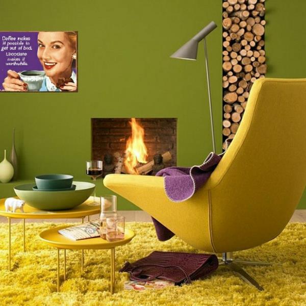 Nykyiset sisustustrendit värit tekstuurit materiaalit retro art