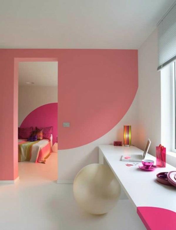 Pölyinen vaaleanpunainen seinämaali väri design seinät abstrakti valkoinen