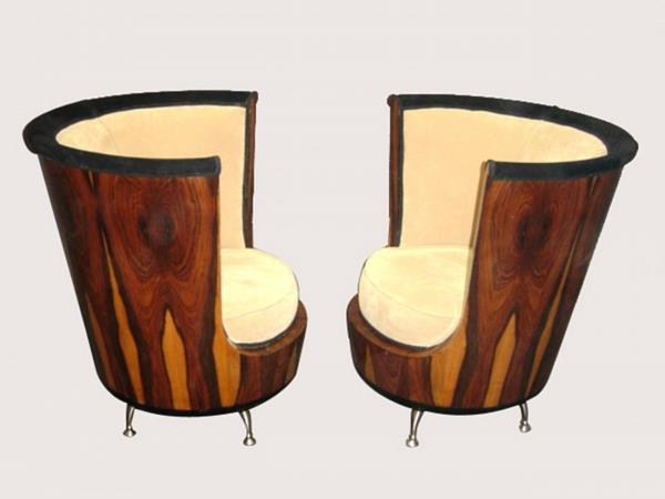 Art Deco -nojatuolin selkänoja puun rakenne