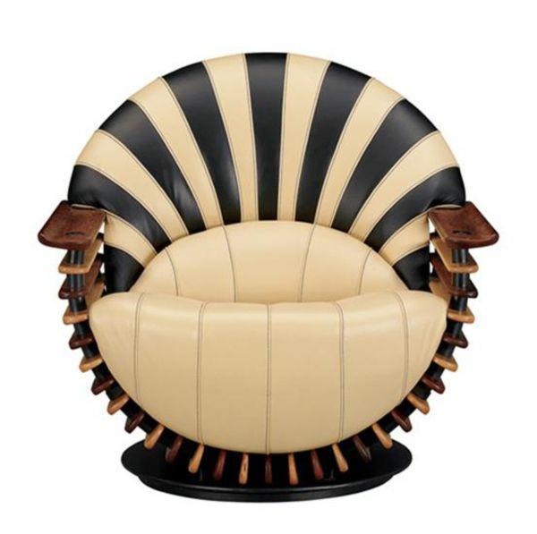 Art deco -nojatuolin nahka beige