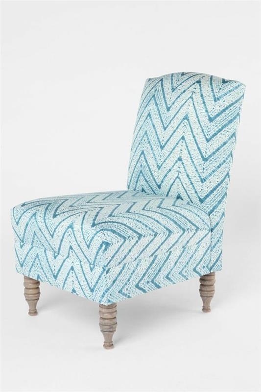 kauniit nojatuolit ja tuolinpäälliset chevron -kuvio sininen