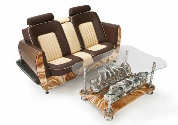 Sohvapöydät ja sohvat, jotka on valmistettu auton osista