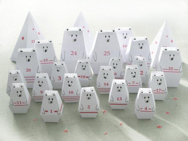 Tee epätavallisia adventti kalentereita itse - ideoita ja ohjeita origami karhu kalenteri