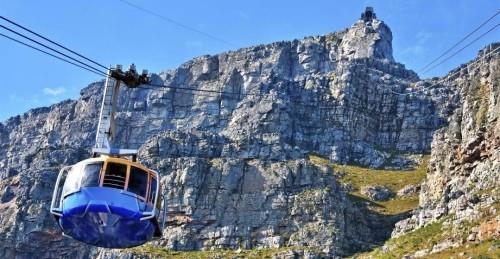 Valitut kohteet syyskuussa Table Mountain Kapstatd Etelä -Afrikka Ohjaamon hissi