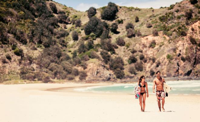 Australia 7 nähtävyyttä kaunis luonto leveät valkoiset rannat Byron Bay