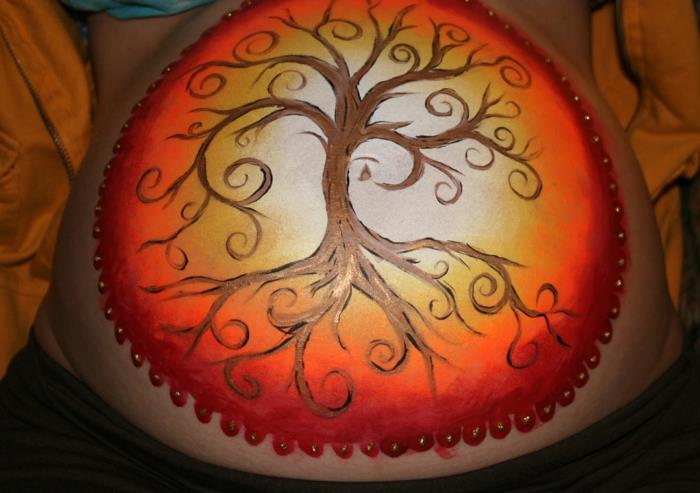 Vauvan kuoppa maalaus elämän puun kanssa