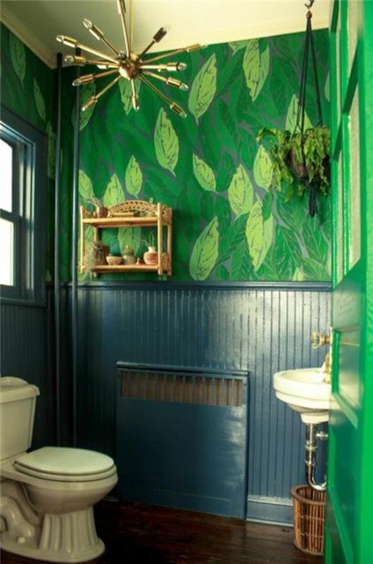 kylpyhuoneen uudelleensuunnittelu seinän muotoilu sininen vihreä