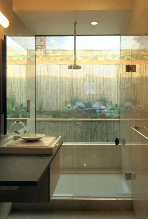 Kylpyhuone-mallit-aasialais-tyylinen-yksityisyys-näyttö-lasi-ympäristö-luonto