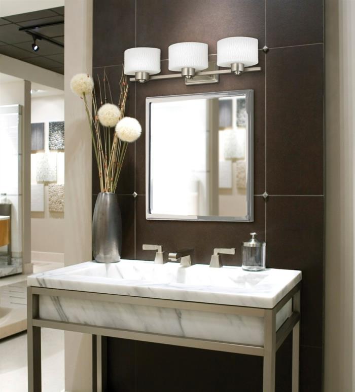 Kylpyhuoneen peilin valaistus neliömäinen marmori