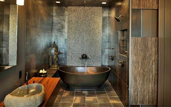 Kylpyhuone Aasian seinän muotoinen kylpyammeen pesuallas
