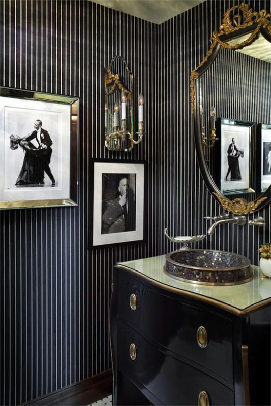 Kylpyhuone musta ja kulta hienoksi raidoitettu musta taustakuva tausta kuvia kuvia