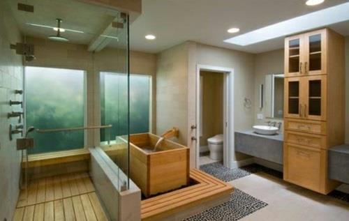 Kylpyhuoneen kylpyamme puusta moderni