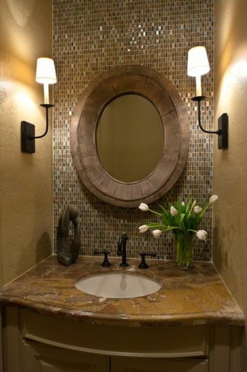 Kylpyhuone mosaiikki kiiltävä kylpyhuone laatat seinävalaisimet