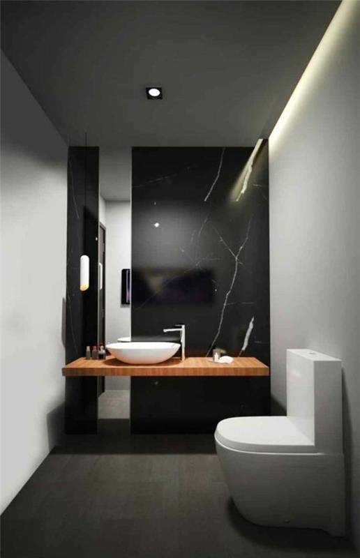 Kylpyhuoneen mustavalkoiset pinnat