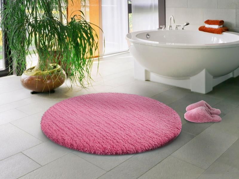 Kylpyhuoneen tarvikkeet Kylpyhuoneen lisätarvikkeet Kylpyhuoneen asettaminen Kylpyhuoneen matot vaaleanpunainen pyöreä