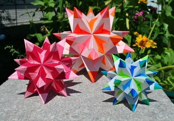 Bascetta -tähdet näppärät ohjeet 3D -paperitähdet värikkäitä
