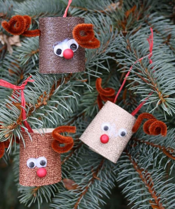 Käsityöt wc -paperirullilla jouluksi - luovia kierrätysideoita ja ohjeita joulukuusi koristeet poro söpö