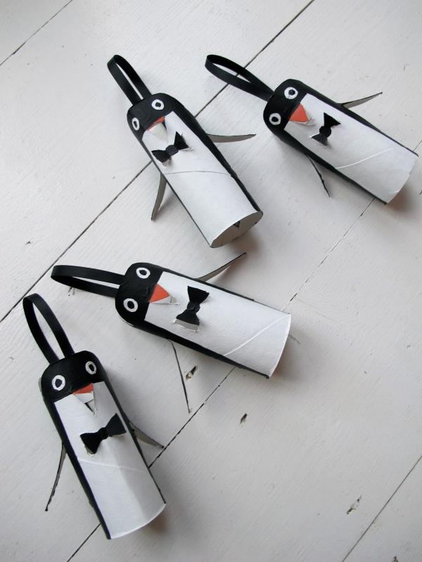 Käsityöt wc -paperirullilla jouluksi - luovia kierrätysideoita ja ohjeita pingviini söpö pieni