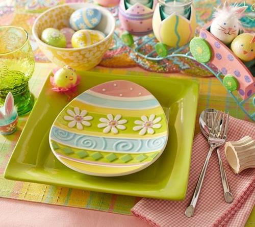 Käsityöideoita vihreä lautaset astiat Pääsiäislautanen vihreät munat