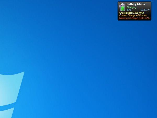 Akkumittari Hyödyllisiä ilmaisia ​​gadgeteja Windows 7 -työpöydälle