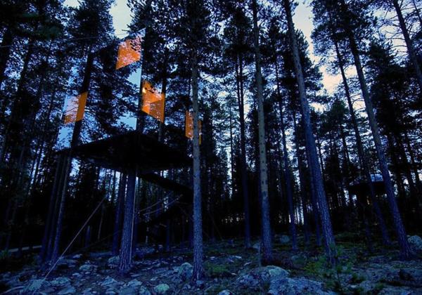 läpinäkyvä rakenne puumajoja maailmassa