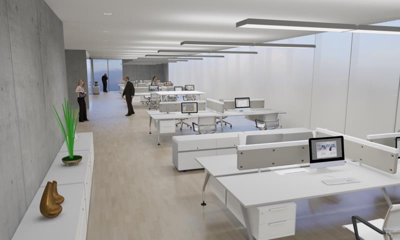 Työpaikan valaistus modernit toimistokalusteet johtivat toimistovaloja