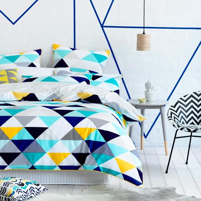 Vuodevaatteet, joissa kuvioita geometrinen ombre