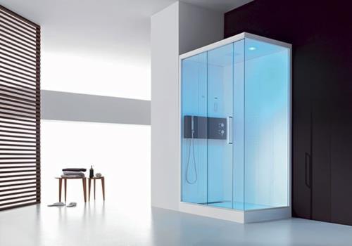 Kuvia innovatiivisesta höyrysuihkusta kylpyhuoneen valaistus sininen