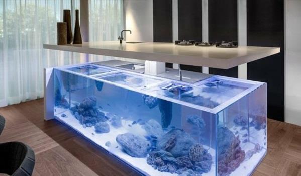 Loistava vesi akvaario koristelu keittiö