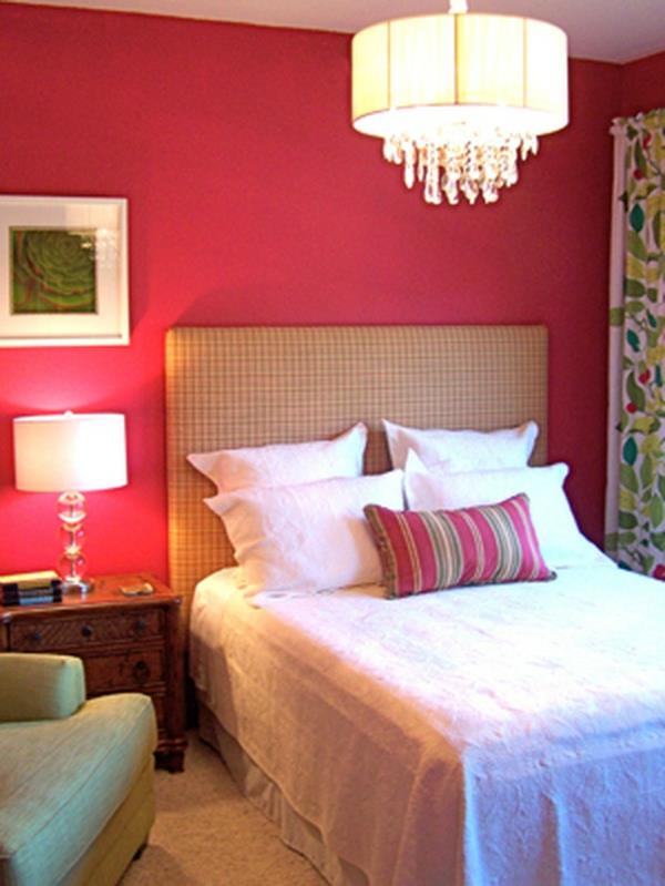 Värikäs makuuhuoneen suunnittelu vaaleanpunainen seinäkoristevalaistus