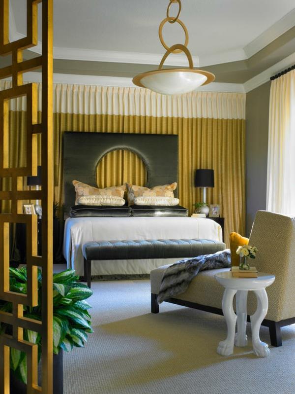 Värikäs makuuhuone suunnittelee verhot moderni pääty