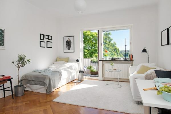 Viehättävä yhden huoneen huoneisto Ruotsissa, jossa on kokolattiamatto