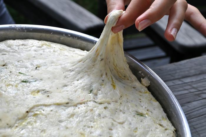 Ciabatta -leipää ylhäältä ciabttas -yrttejä