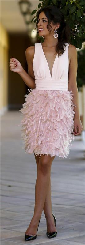 Cocktail -mekot haute couture vaaleanpunainen polvipituinen pukeutumiskoodi