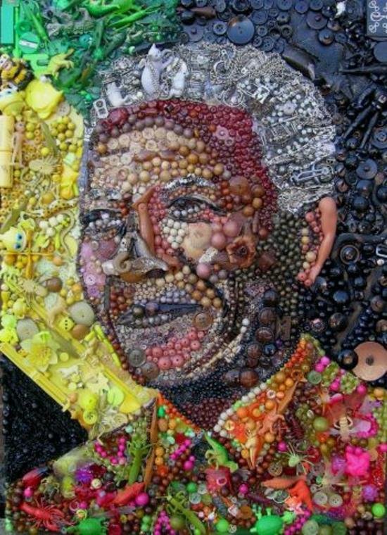 Nelson Mandela nykyaikaisen taiteen kierrätysmateriaaleja
