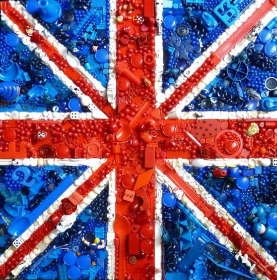 Nykytaide kierrätettyjä kankaita Britannian lippu
