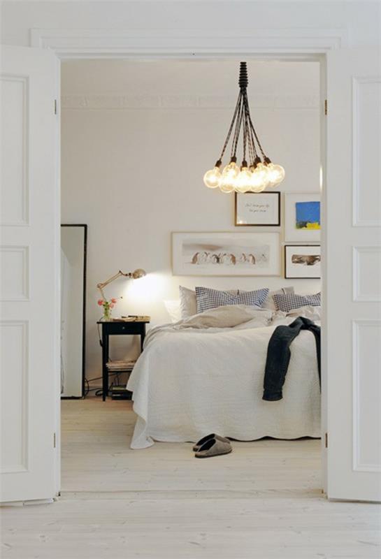 Viileä lamppu-sisustus-idea-valkoinen-makuuhuone