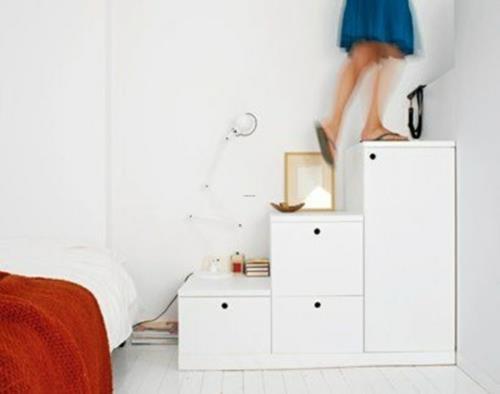 portaat tilaa säästäviä ideoita valkoinen laatikot makuuhuone