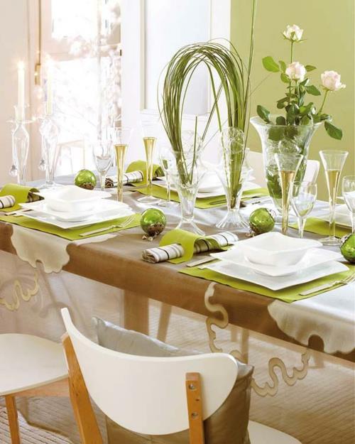 Käsityöideoita juhlapöydän koristuksiin, kirkkaan vihreät värit