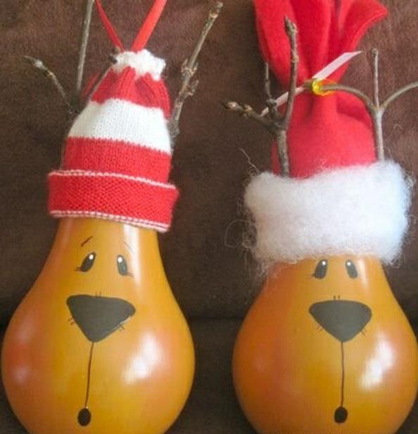 DIY -koristelu hehkulampuista peuroja