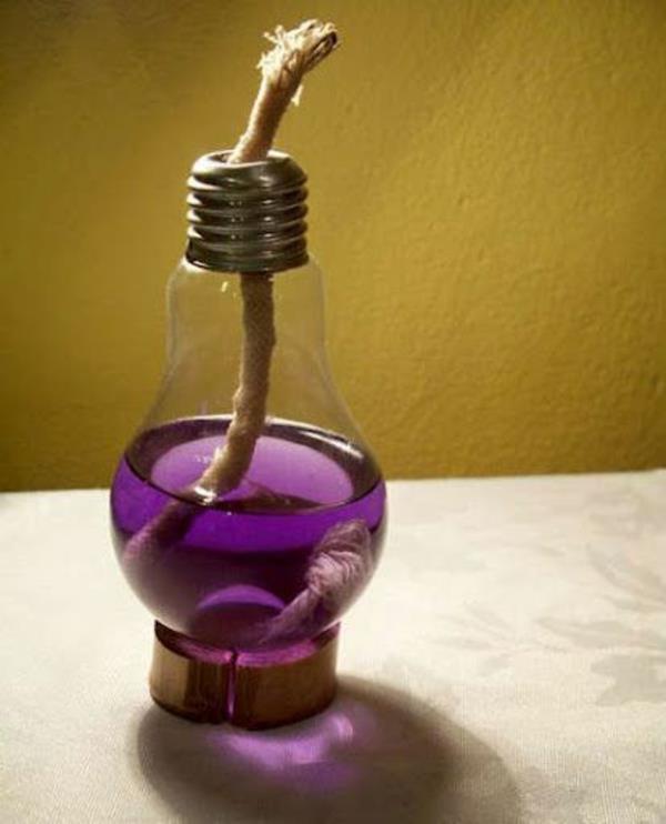 DIY koristeelliset köysilamput violetti neste