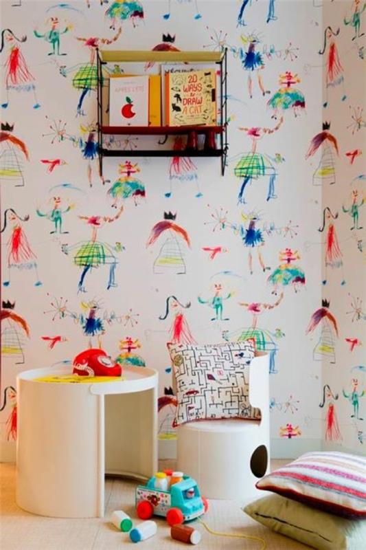 DIY -sisustusideoita lasten piirustuksilla taustakuvio alkuperäinen