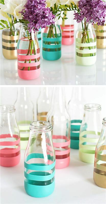 DIY -sisustus lasipulloilla tekee ideoita koristeluun maljakoita itse