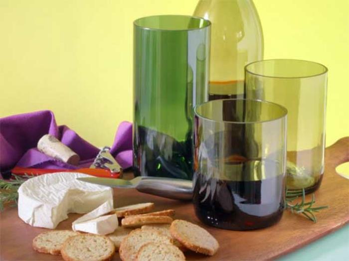 DIY -sisustus lasipulloilla tekee ideoita viinilasien tekemiseen itse