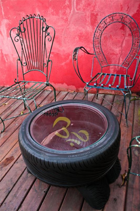 DIY huonekalut metallirakenne auton renkaiden suunnittelu
